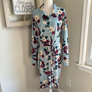 Lularoe Ellie Floral Print Long Sleeve Button Down Tie Waist Midi Dress NWT
